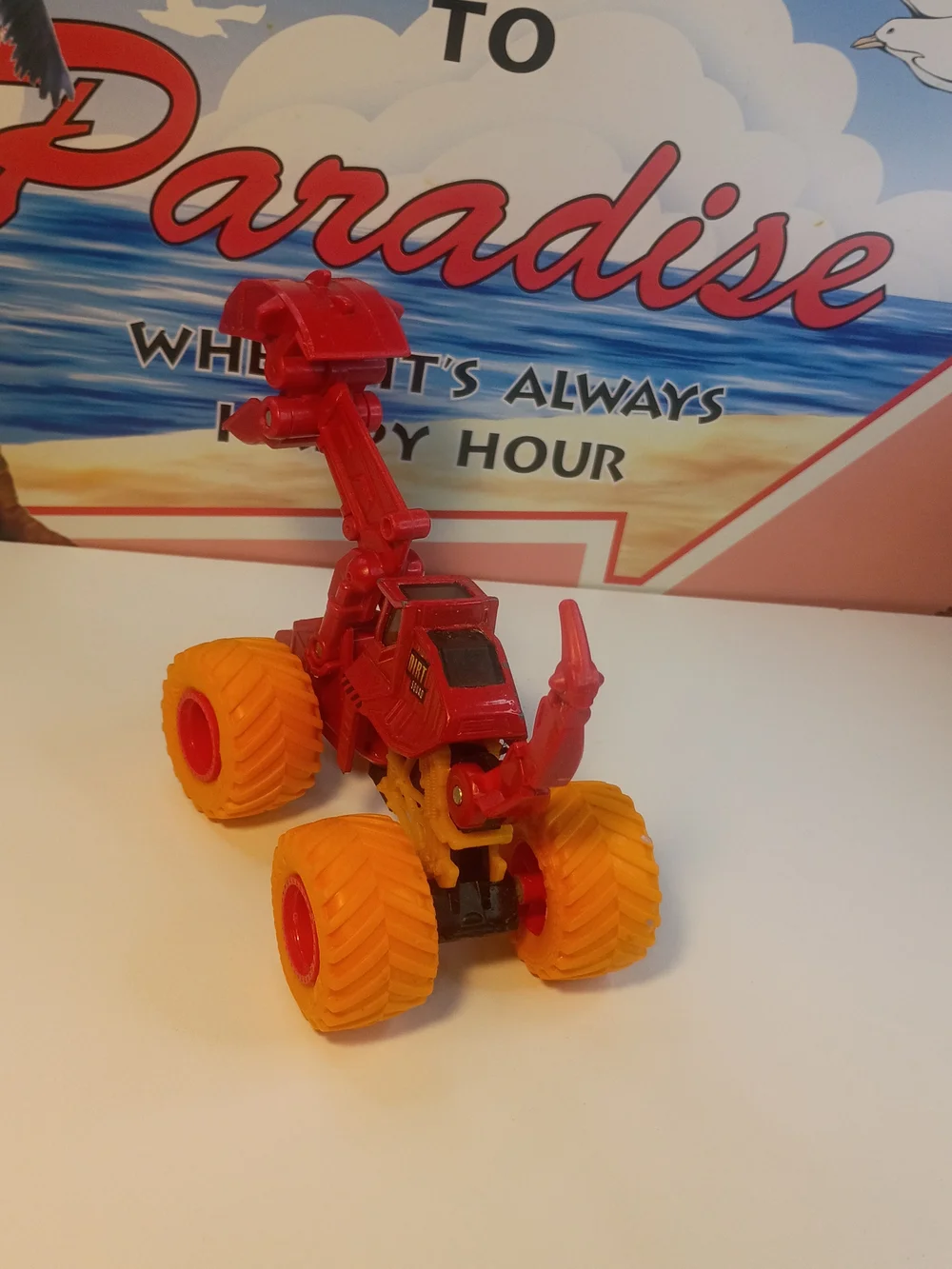 Monster Jam Dirt Squad Dugg Orange Tires Red Truck BKT Dino 1/64 Scale